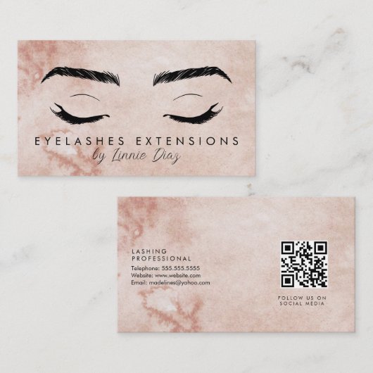 Waterverf Eyelashes Extensions Salon Beauty Visitekaartje (Voorkant / Achterkant)