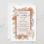 Waterverf Faded Floral Foliage BOHO Pampas Grass Kaart (Voorkant)