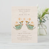 Waterverf Faecore bloementhee Party Baby shower in Kaart (Staand voorkant)