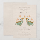 Waterverf Faecore bloementhee Party Baby shower in Kaart (Voorkant / Achterkant)