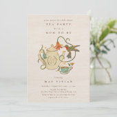 Waterverf Faecore bloementhee Party Baby shower Kaart (Staand voorkant)