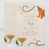 Waterverf Faecore bloementhee Party Vrijgezellenfe Kaart (Voorkant / Achterkant)