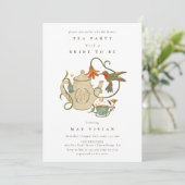 Waterverf Faecore bloementhee Party Vrijgezellenfe Kaart (Staand voorkant)