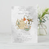 Waterverf Faecore bloementhee Party Vrijgezellenfe Kaart (Staand voorkant)