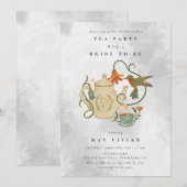 Waterverf Faecore bloementhee Party Vrijgezellenfe Kaart (Voorkant / Achterkant)