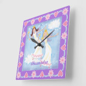 Waterverf Fairies Lavender Girls Vierkante Klok (Hoek)