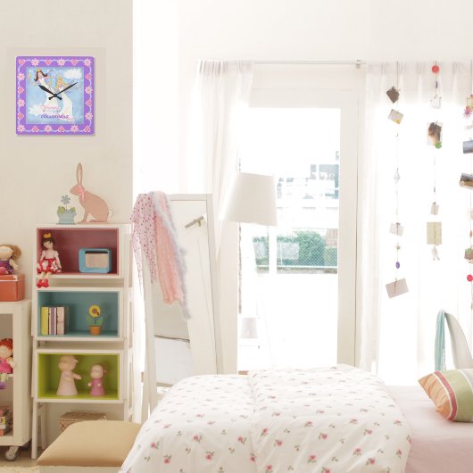 Waterverf Fairies Lavender Girls Vierkante Klok