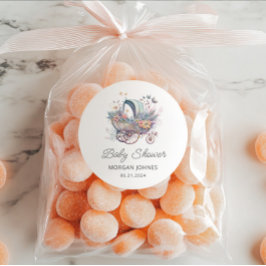 Waterverf Fairy Baby Kinderwagen Douche Ronde Sticker