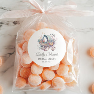 Waterverf Fairy Baby Kinderwagen Douche Ronde Sticker