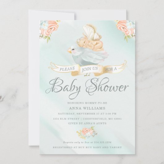Waterverf Fairy Baby shower Kaart (Voorkant)