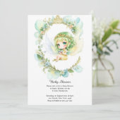 Waterverf Fairy Baby shower Uitnodiging (Staand voorkant)