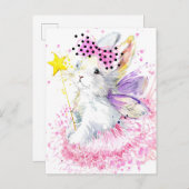 Waterverf Fairy Bunny Briefkaart (Voorkant / Achterkant)