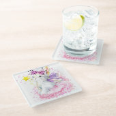 Waterverf Fairy Bunny Glazen Onderzetter (Schuin)