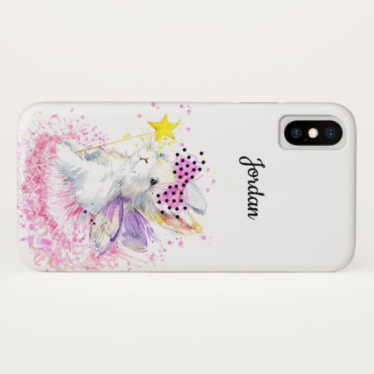 Waterverf Fairy Bunny | Jouw namen toevoegen Case-Mate iPhone Case (Achterkant (horizontaal))