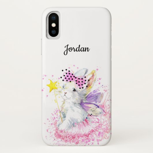 Waterverf Fairy Bunny | Jouw namen toevoegen Case-Mate iPhone Case (Achterkant)