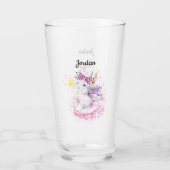 Waterverf Fairy Bunny | Jouw namen toevoegen Glas (Achterkant)