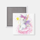 Waterverf Fairy Bunny Magneet (Voorkant / Achterkant)