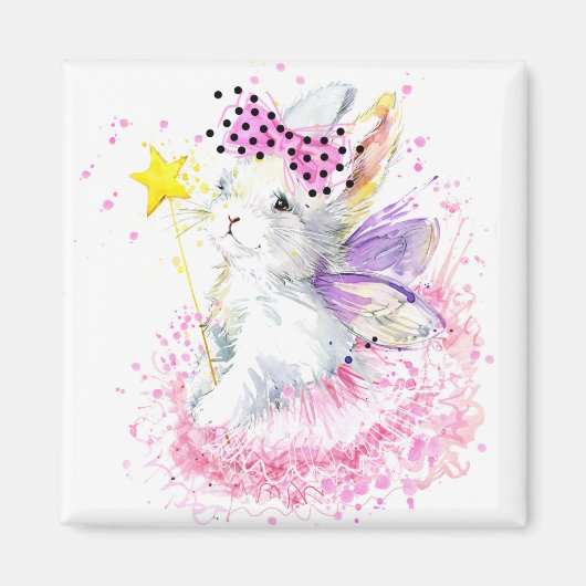Waterverf Fairy Bunny Magneet (Voorkant)