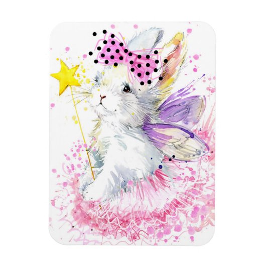 Waterverf Fairy Bunny Magneet (Verticaal)