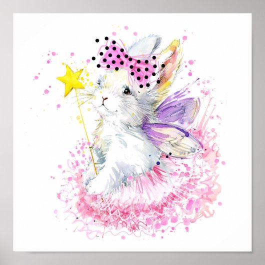 Waterverf Fairy Bunny Poster (Voorkant)