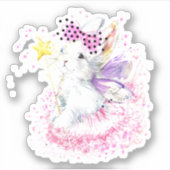 Waterverf Fairy Bunny Sticker (Voorkant)