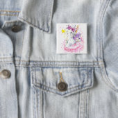 Waterverf Fairy Bunny Vierkante Button 5,1 Cm (In situ)