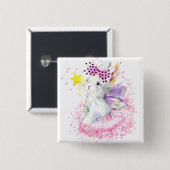 Waterverf Fairy Bunny Vierkante Button 5,1 Cm (Voorkant /achterkant)