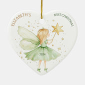 Waterverf Fairy Custom Girl Eerste Kerstdag Keramisch Ornament (Achterkant)