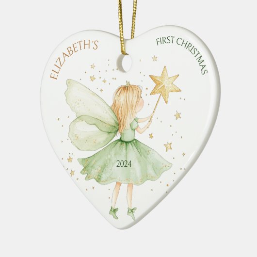 Waterverf Fairy Custom Girl Eerste Kerstdag Keramisch Ornament (Links)