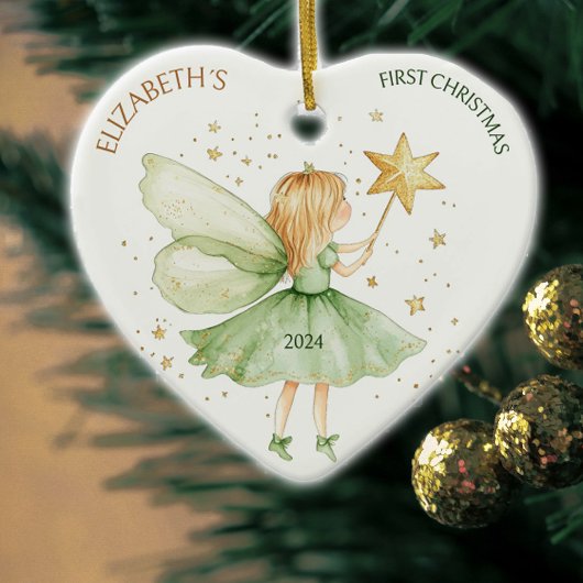 Waterverf Fairy Custom Girl Eerste Kerstdag Keramisch Ornament