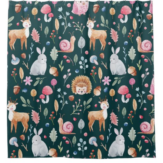 Waterverf Fairy Forest kinderpatroon Douchegordijn (Voorkant)