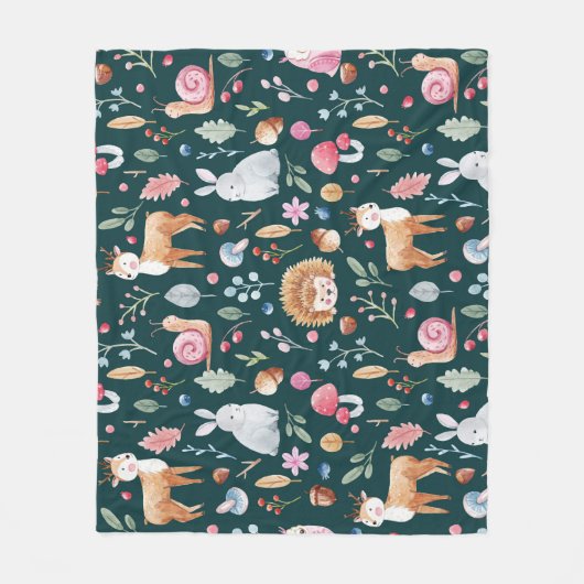 Waterverf Fairy Forest kinderpatroon Fleece Deken (Voorkant)