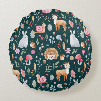 Waterverf Fairy Forest kinderpatroon Rond Kussen