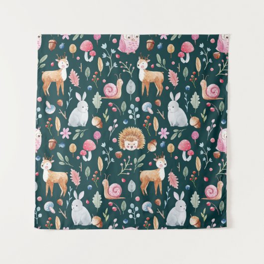 Waterverf Fairy Forest kinderpatroon Wandkleed (Voorkant)