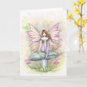Waterverf Fairy Illustratie Little Spring Fae Kaart (Gele Bloem)