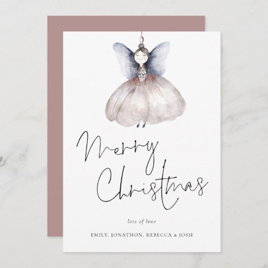 Waterverf Fairy Minimalist Merry Kerstmis Kaart (Voorkant / Achterkant)