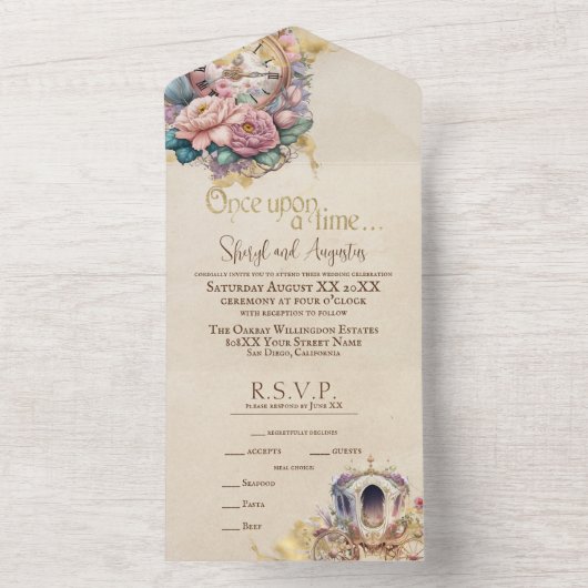  Waterverf Fairy Tale All In One Uitnodiging (Binnen)