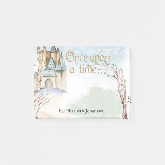 Waterverf Fairy Tale Castle in het bos Post-it® Notes (Voorkant)