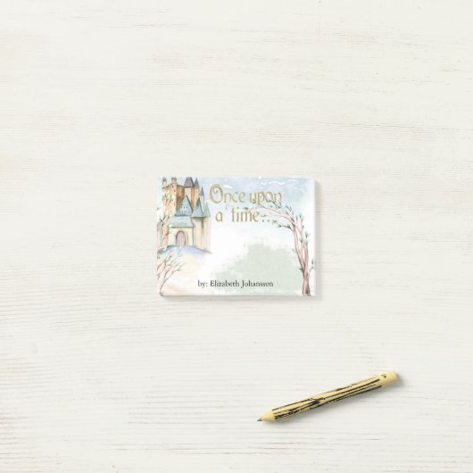 Waterverf Fairy Tale Castle in het bos Post-it® Notes (Op bureau)