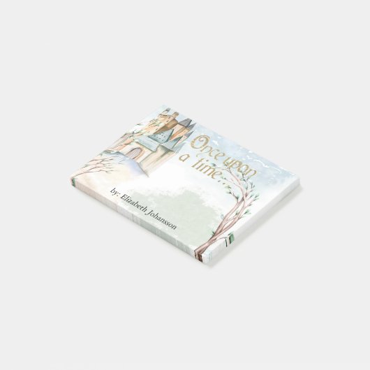 Waterverf Fairy Tale Castle in het bos Post-it® Notes (Schuin)