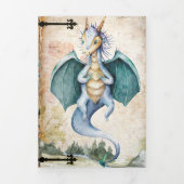 Waterverf Fairytale Dragon Weddenschap Drieluik Uitnodiging (Cover)