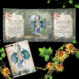 Waterverf Fairytale Dragon Weddenschap Drieluik Uitnodiging