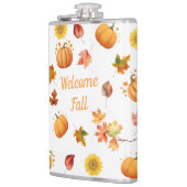 Waterverf Fall Leaves en pompoenen Heupfles (Links)