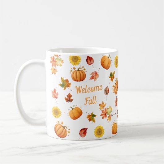 Waterverf Fall Leaves en pompoenen Koffiemok (Links)