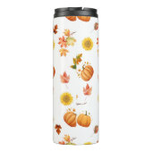 Waterverf Fall Leaves en pompoenen Thermosbeker (Achterkant)