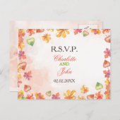 Waterverf Fall Leaves Fall trouwrsvp Uitnodiging Briefkaart (Voorkant / Achterkant)