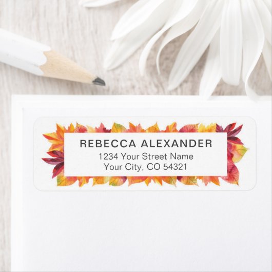 Waterverf Fall Leaves Retour-adreslabel Etiket (Insitu)