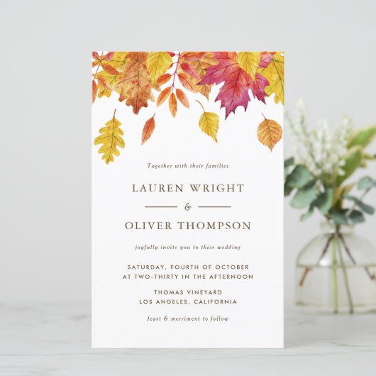 Waterverf Fall verlaat herfstbruiloft (Staand voorkant)