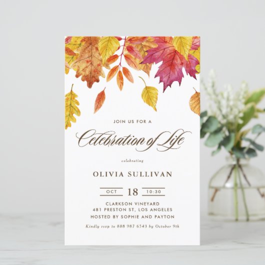 Waterverf Fall verlaat viering van het leven (Staand voorkant)