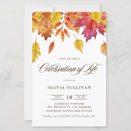 Waterverf Fall verlaat viering van het leven (Voorkant)